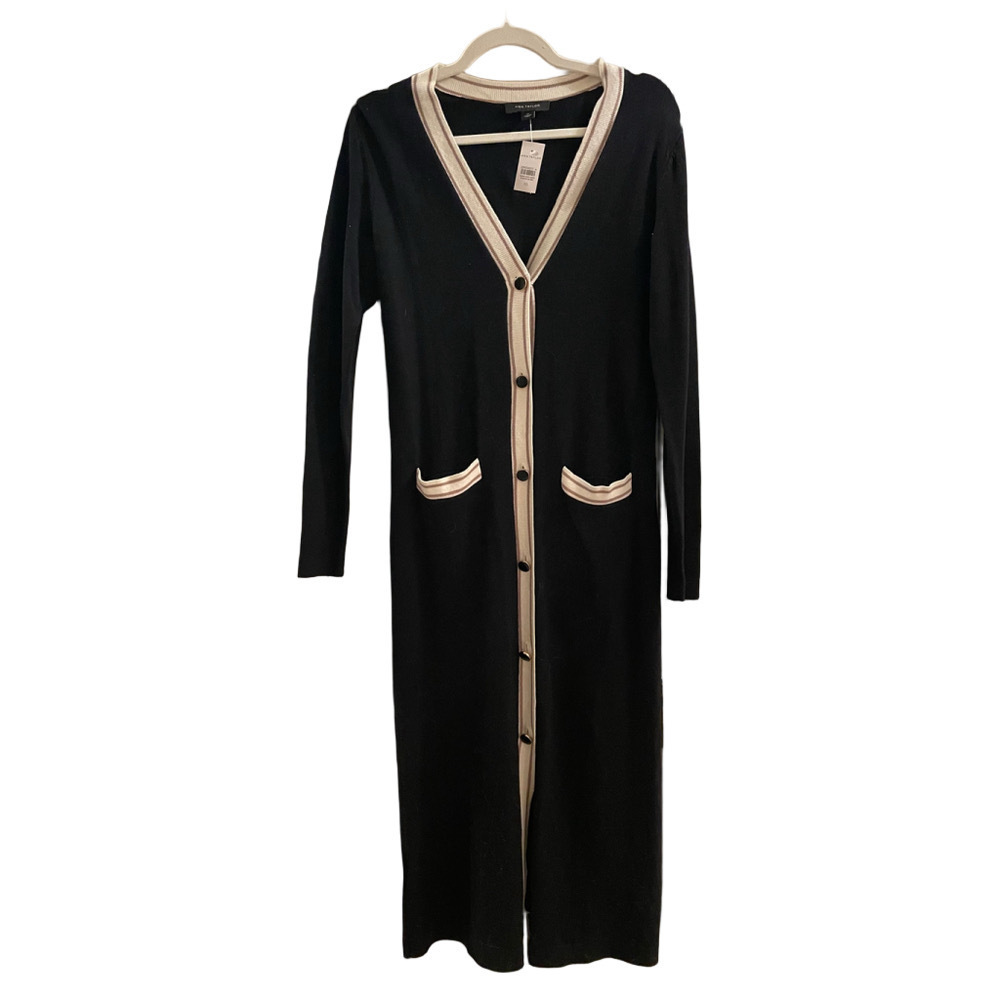 Ann Taylor Black White Cardigan Sweater Dress XS
